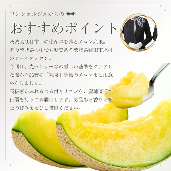 ＼これを逃したら１年後／ アールスメロン ２玉 化粧箱入【茨城旭村産】の商品画像 2